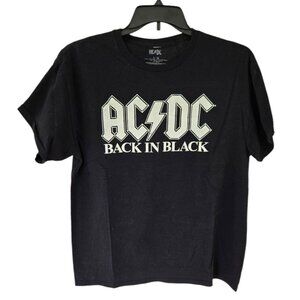 ACDC Back In Black Unisex T-Shirt W/Raised Letters Men's Large Cotton